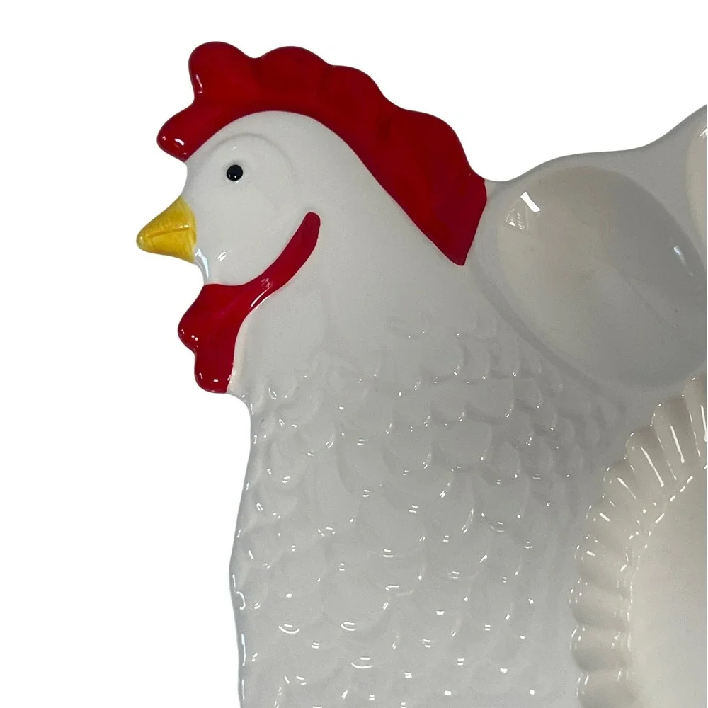 Vintage Teleflora Deviled Egg Platter Dish Rooster‎ Chicken Portugal Farmhouse